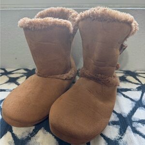 Brown Suede Slippers with Plush Lining